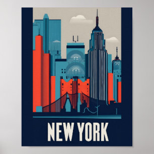 Poster Art vectoriel plat minimaliste New York