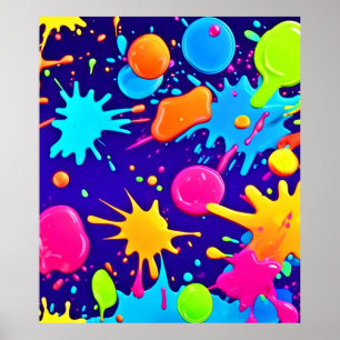Poster Art vibrant de projections de peinture néon