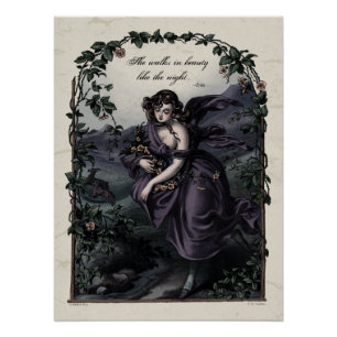 Poster Art victorien Byron "She Walk in Beauty" brillant