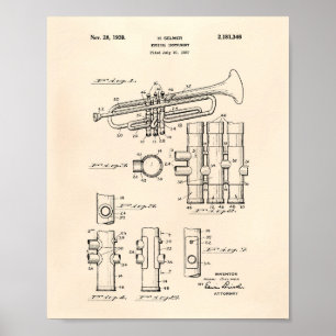 Poster Art vieux Peper de brevet de la trompette 1939