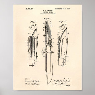 Poster Art vieux Peper de brevet du couteau de chasse