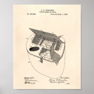 Poster Art vieux Peper de brevet du panier 1896 de pêche