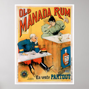 Poster Art vintage d'annonce de boissons de vieux rhum de