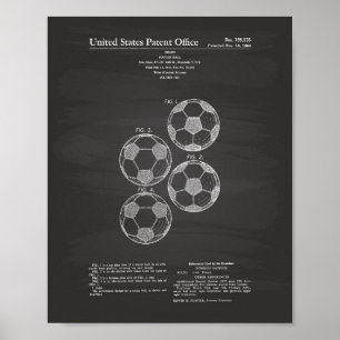 Poster Art vintage de brevet du ballon de football 1964 -