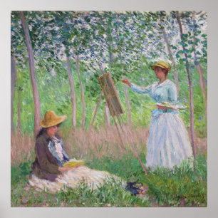 Poster Art vintage de Monet représentant une forêt ensole