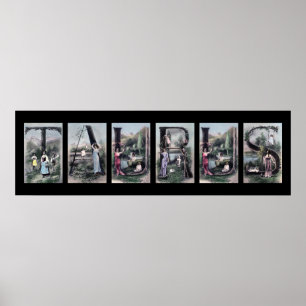 Poster Art vintage de signe de zodiaque de lettre