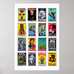 Poster Art vintage d'étiquette de boîte d'allumettes tamo