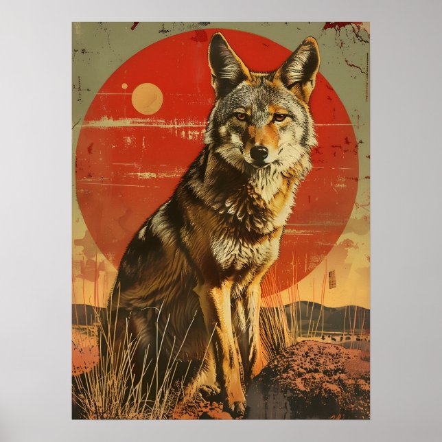 Poster Art vintage du Coyote (Devant)