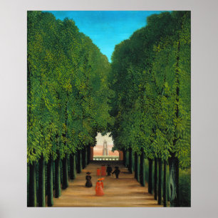 Poster Art vintage du parc aux arbres verts de Paris par