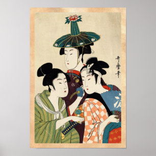 Poster Art vintage japonais frais de geisha de dame de