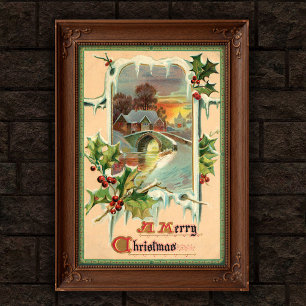 Poster Art Vintage Noël Holly 1910