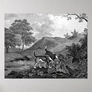 Poster Art Vintage noir et blanc beagle