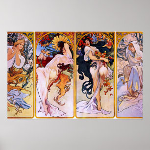 Poster Art vintage Nouveau de quatre saisons par Alphonse