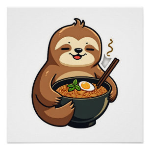 Poster Art vintage paresseux amateur de nouilles Ramen 2