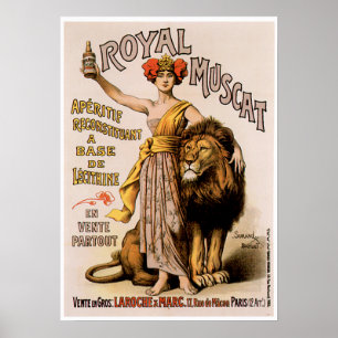Poster Art vintage royal d'annonce de boissons de vin de
