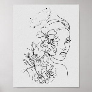 Poster Art Visage minimaliste Élégant