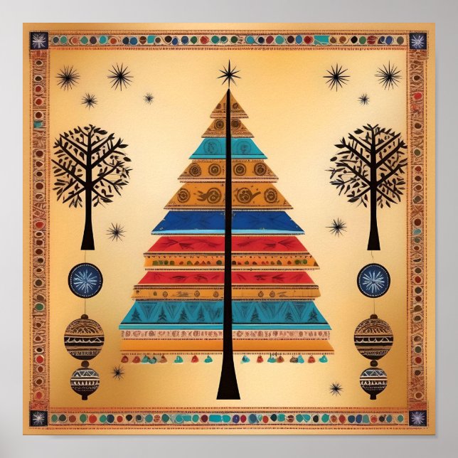 Poster Art Warli Arbre de Noël (Devant)