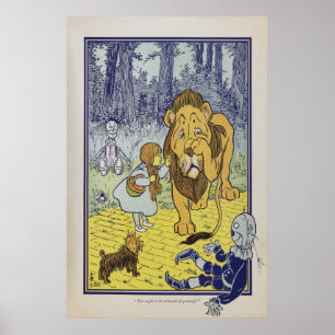 POSTER ART - WIZARD OF OZ - DOROTHY COWARDLY LION