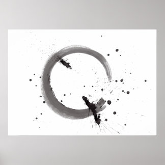 Poster Arte abstrata preto e branco em aquarela