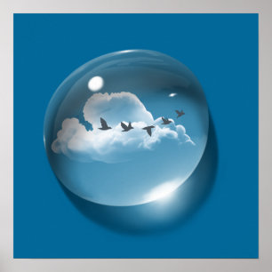 Poster Arte moderne Cloudscape Cascade bleue Minimal