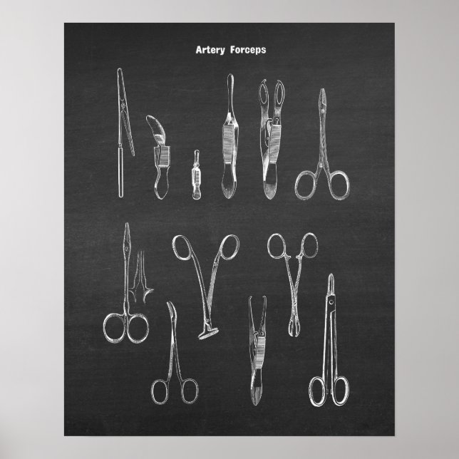 Poster Artère Forceps Instruments chirurgicaux (Devant)