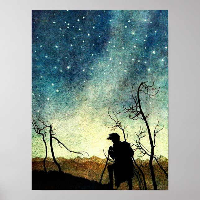 Poster Arthur Rackham Illustration NIght Silhouette (Devant)