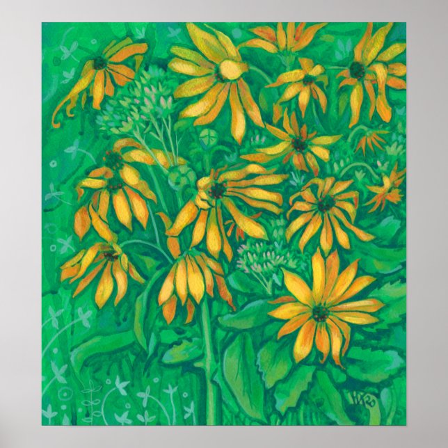 Poster Artichauts de Jérusalem Tournesol Floral Peinture  (Devant)