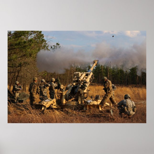 Poster Artillerie de terrain de tir des soldats (Devant)