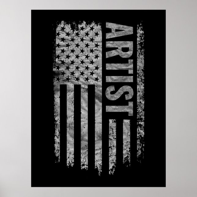 Poster Artist USA Flag Distressed design (Devant)