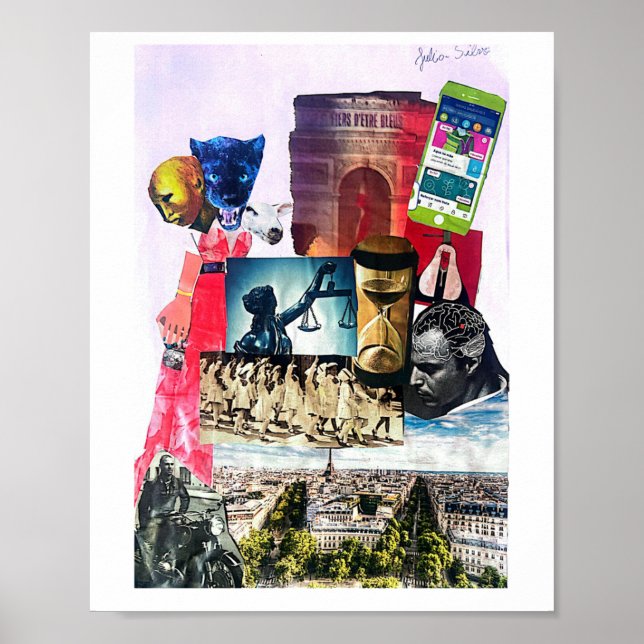 Poster Artista surdo, arte feita á mão, recortes. (Devant)