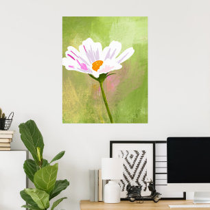 Poster Artiste Fleur Cosmos Blanc