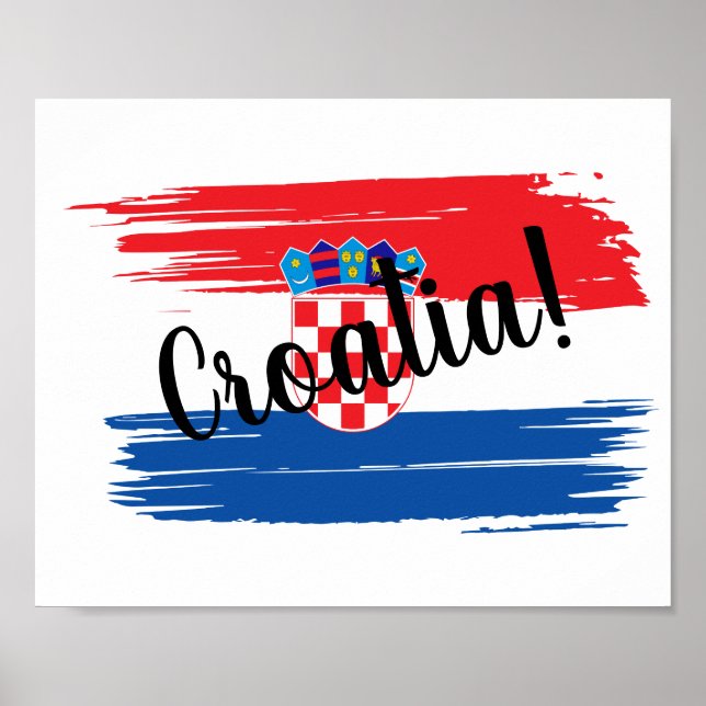 Poster Artistic Brushstroke Croate Flag (Devant)