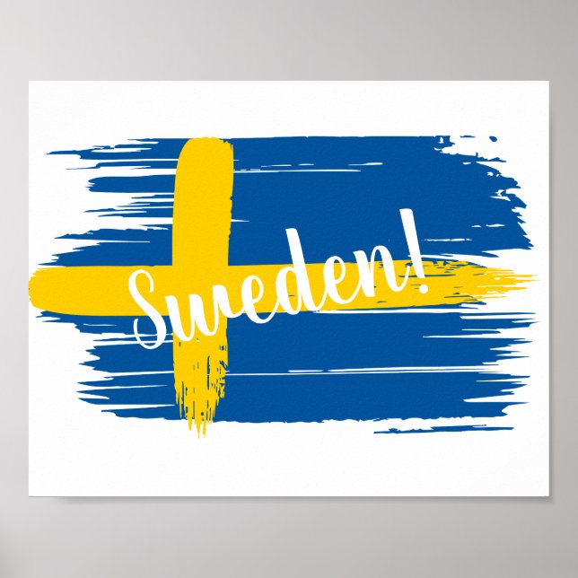 Poster Artistic Brushstroke Sweden Flag (Devant)