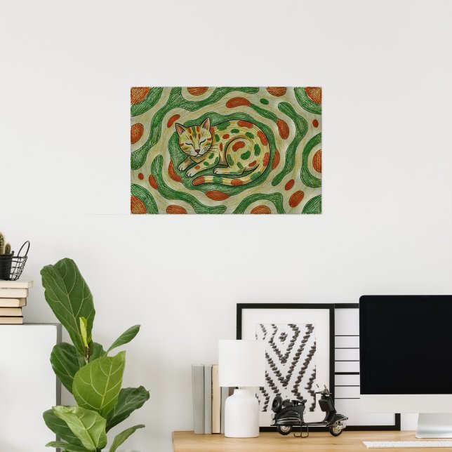 Poster Artistic Calico Cat Camouflage Abstract Pattern (Bureau à domicile)