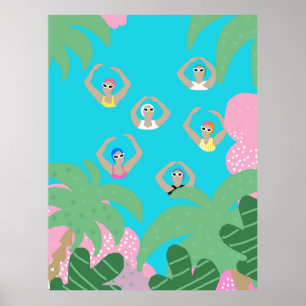 Poster Artistic Swimmers   Artistic Swimming Illustration