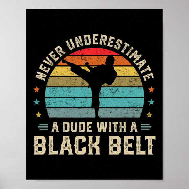 Poster Arts martiaux Black Belt Karate Jiu Jitsu Taekwond (Devant)