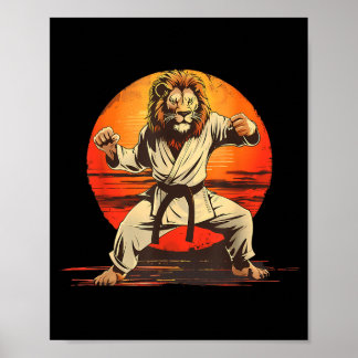 Poster Arts martiaux de boxe pieds Lion Sunset Mma Judo