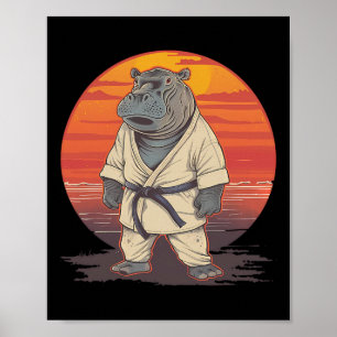 Poster Arts martiaux de kickboxing Hippo Karaté Jiu-jitsu