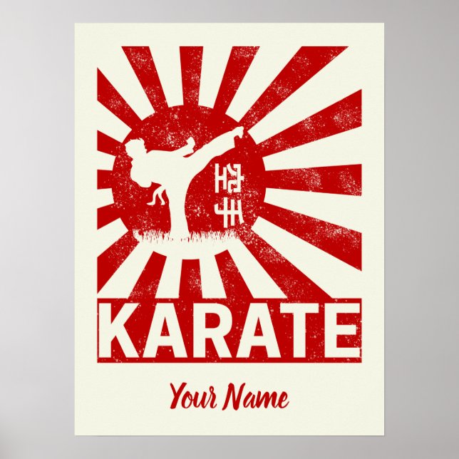 Poster Arts martiaux du karaté avec Rising Sun (Devant)