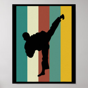 Poster Arts Martiaux Kickboxing Karate Taekwondo Retro De