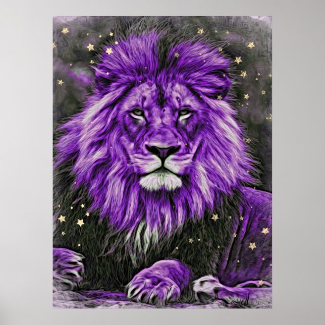 Poster *~* Artsy Abstrait Bold Celestial LION AP23 Violet (Devant)