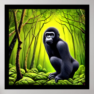 Poster Artsy Abstrait Jungle Gorilla