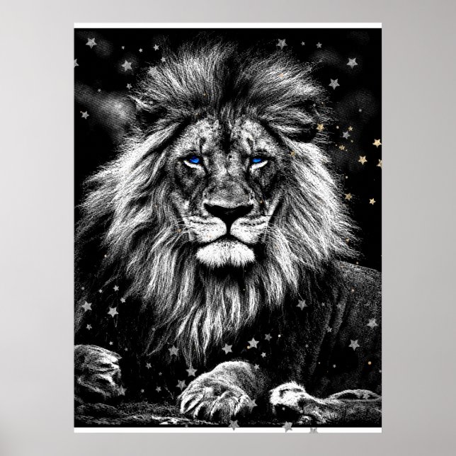 Poster *~* Artsy AP23 ARGENT celestial artistique LION (Devant)