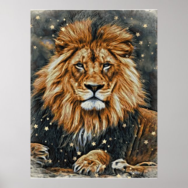 Poster *~* Artsy AP23 Artistic Celestial LION BOLD Postc (Devant)