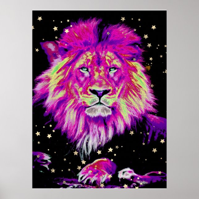 Poster *~* Artsy AP23 Céleste Artistique LION ROSE ROSE (Devant)