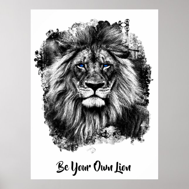 Poster *~* Artsy AP23 Peinture artistique LION D'ARGENT (Devant)