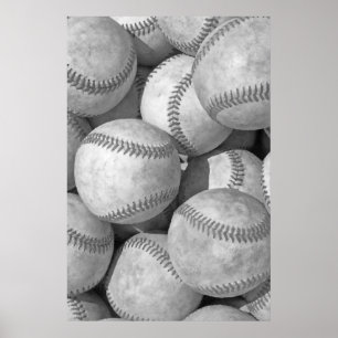 Poster Artwork unique de baseball noir et blanc