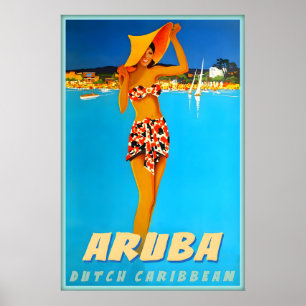 Poster Aruba Dutch Caraïbes Tropical ABC Îles Voyage