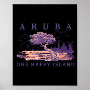 Poster Aruba Kitesurfing Divi Tree Moulin à vent Voyage R