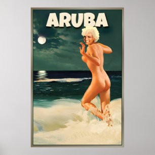 Poster Aruba Marilyn Monroe Lune Plage Caraïbes néerlanda